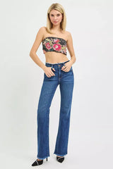 RISEN Full Size Mid Rise Bootcut Frayed Waistband Hem Detail Jeans Plus Size - Trendsi - Flyclothing LLC
