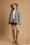 Umgee Chunky Cable Knit Open Front Cardigan - Trendsi - Flyclothing LLC