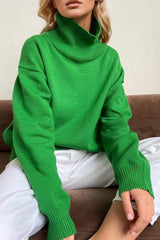 Basic Bae Turtleneck Dropped Shoulder Long Sleeve Sweater - Trendsi - Flyclothing LLC
