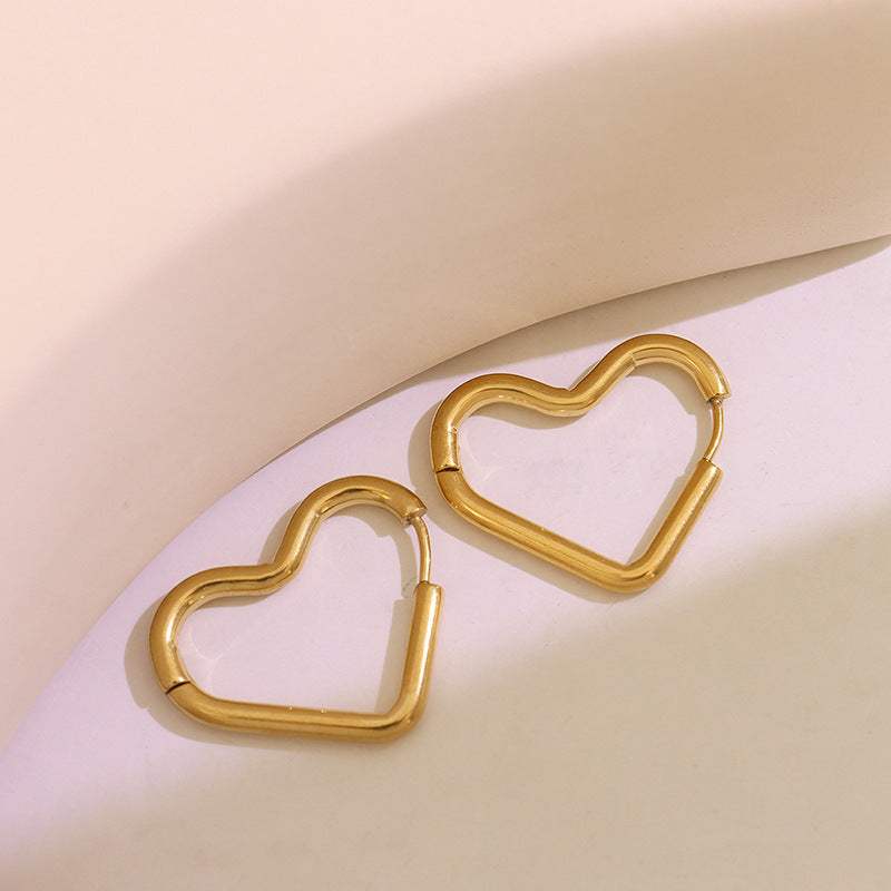 Titanium Steel Geometric Huggie Earrings - Trendsi - Flyclothing LLC