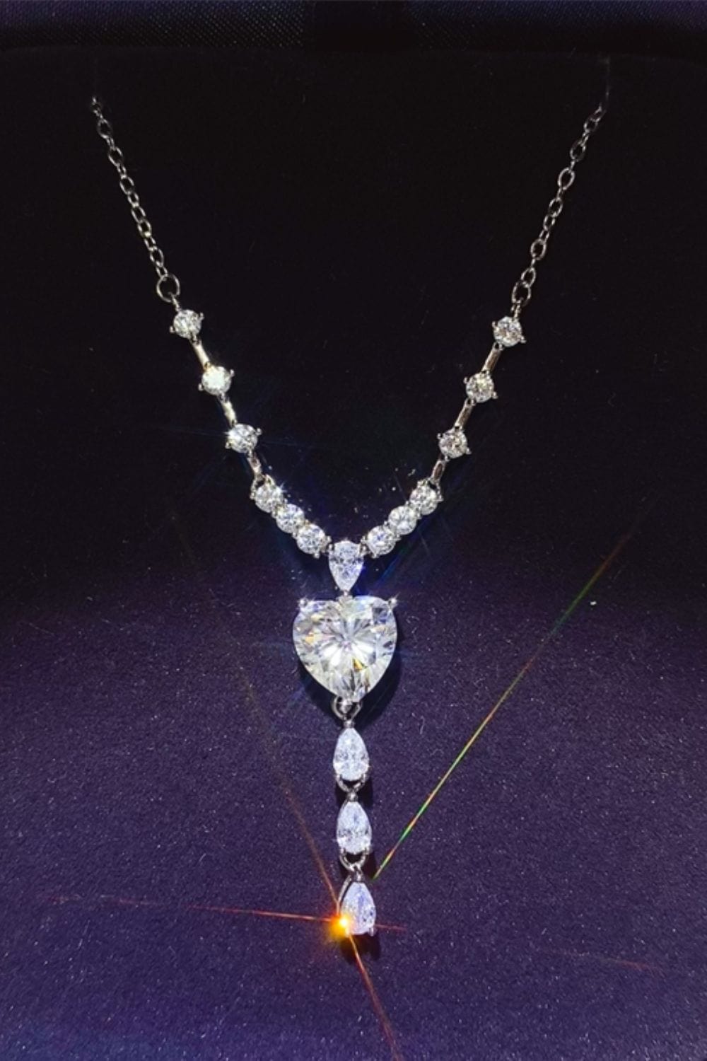 3 Carat Moissanite 925 Sterling Silver Drop Necklace - Trendsi