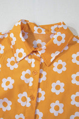 Floral Collared Neck Three-Quarter Sleeve Dress - Trendsi - Flyclothing LLC