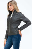 YMI Faux Layered Double-Zipper Jacket with Fuzzy Hood - Trendsi - Flyclothing LLC