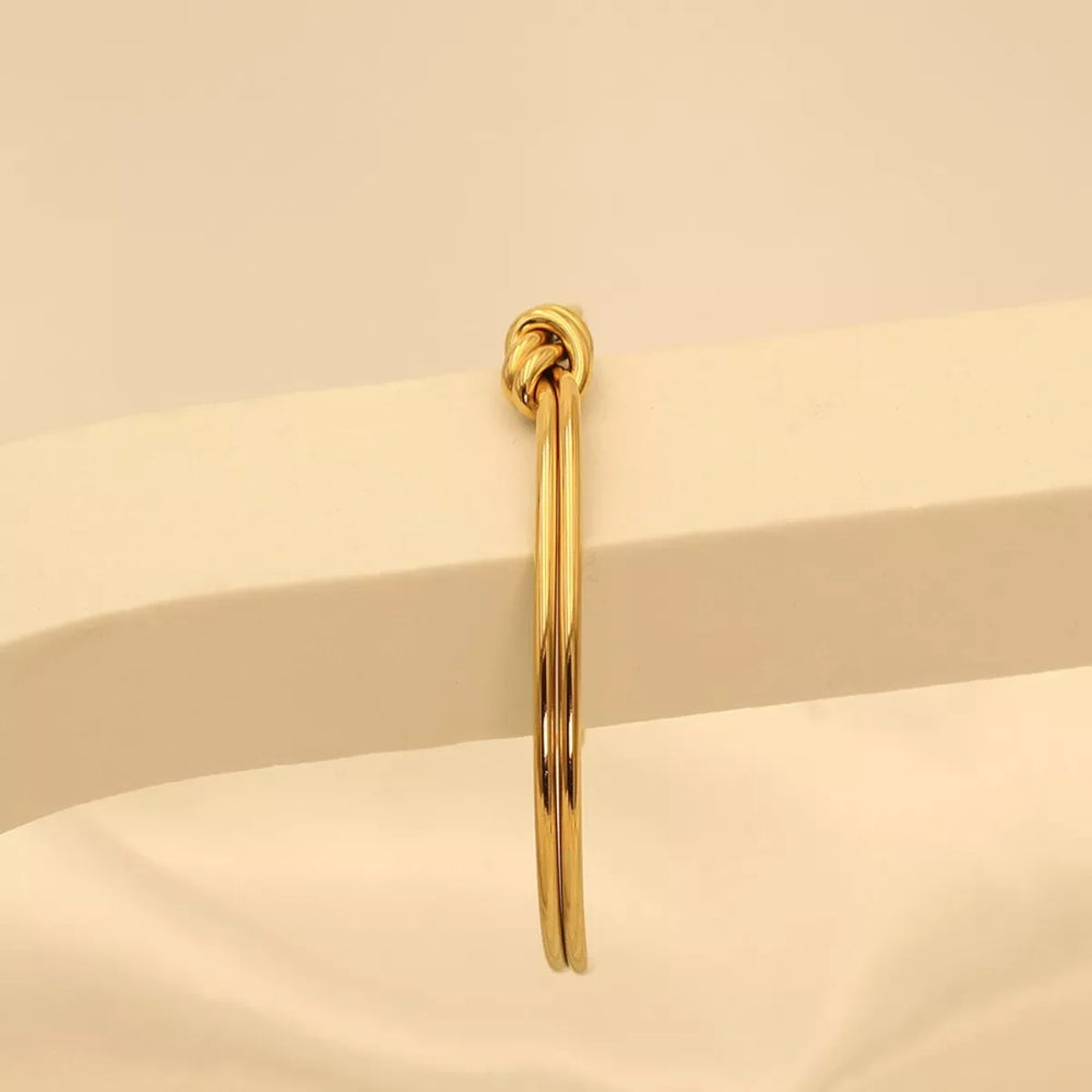 18K Gold-Plated Knot Open Bracelet - Trendsi - Flyclothing LLC