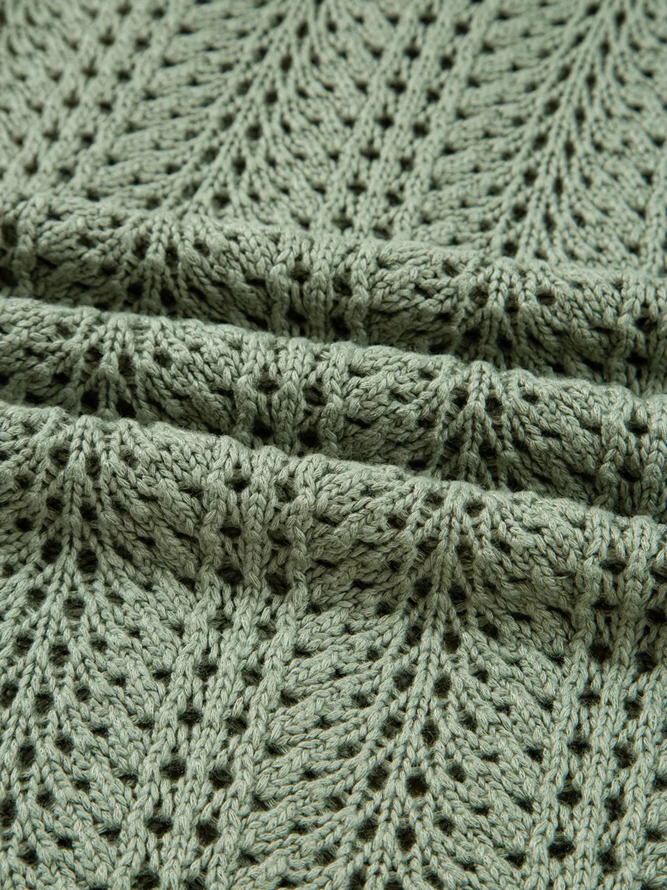 Scalloped Edge Eyelet Knit Batwing Sleeve Cardigan - Trendsi - Flyclothing LLC
