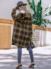 Plaid Button Up Long Sleeve Shacket - Trendsi