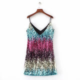 Womens Sparkly Sequin Sleeveless Dress Fashion Spaghetti Straps Dresses Nightclub Clubwear Cocktail Evening Party Costume - SHOMICOBOUTIQUE - Flyclothing LLC