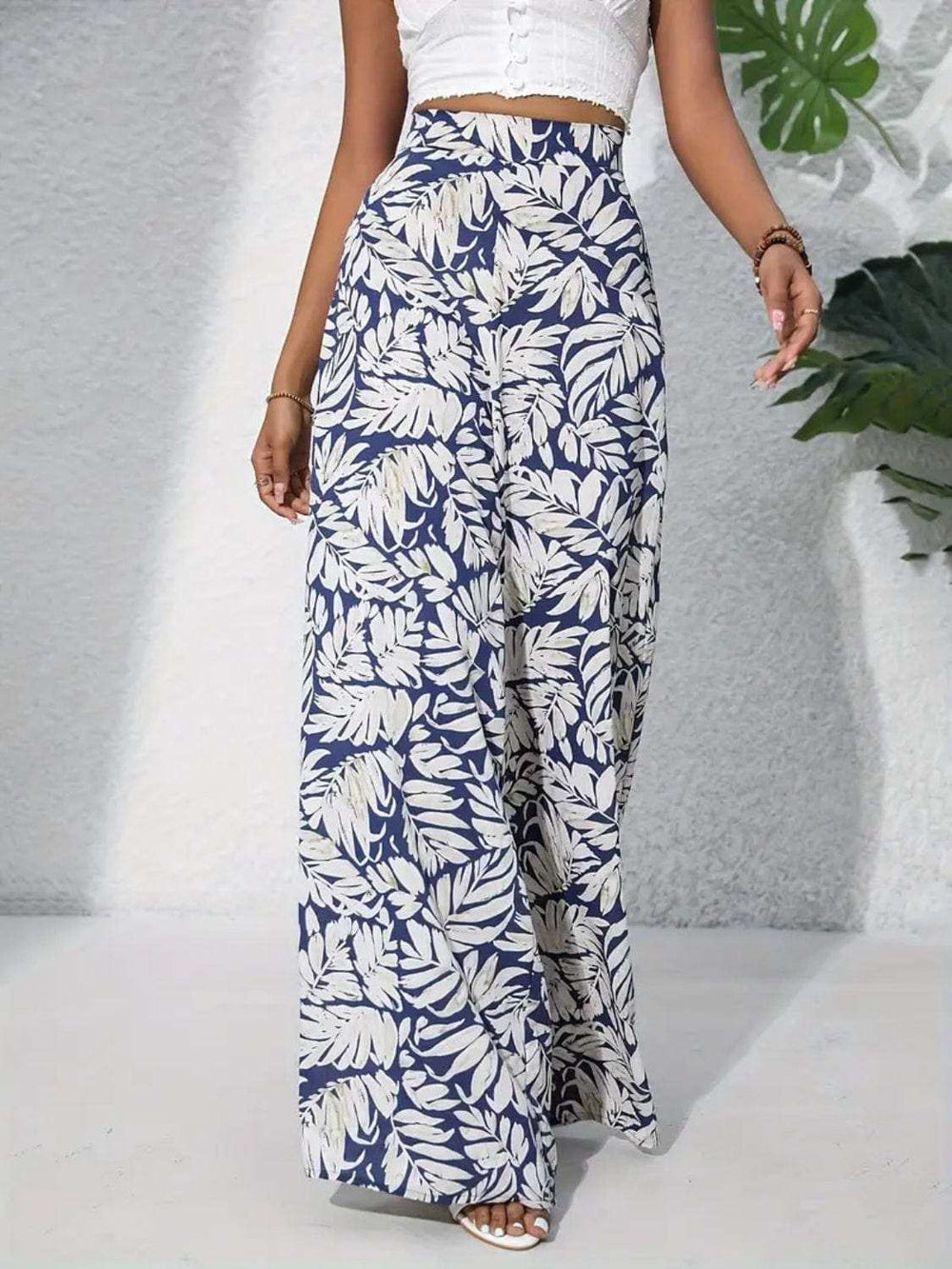 Printed High Waist Wide Leg Pants - Trendsi - Flyclothing LLC