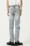 Distressed Side Zip Jeans with Pockets - Trendsi