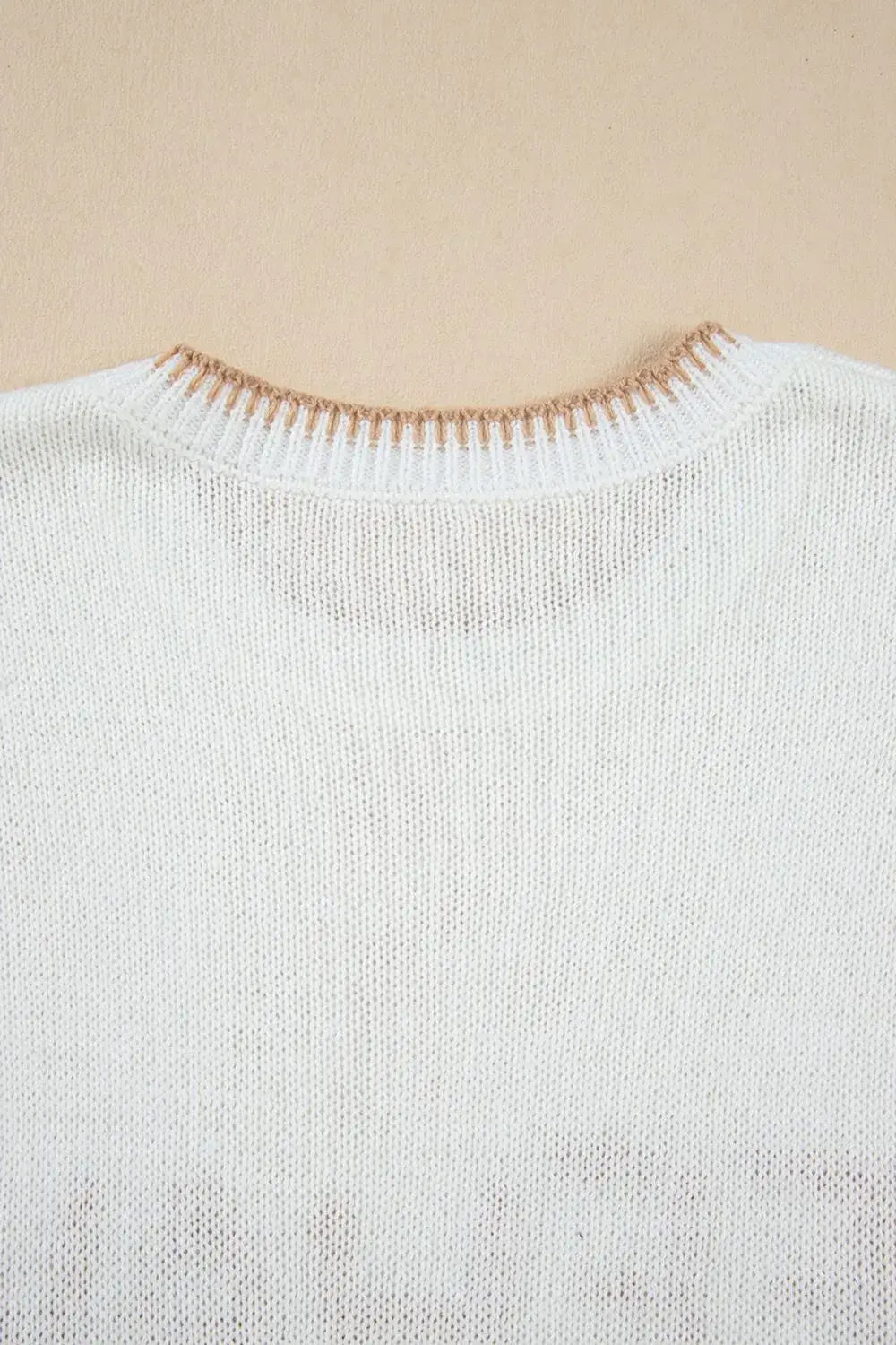 YEEHAW Stitch Edge Crew Neck Knit Top - Trendsi - Flyclothing LLC