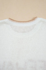 YEEHAW Stitch Edge Crew Neck Knit Top - Trendsi - Flyclothing LLC