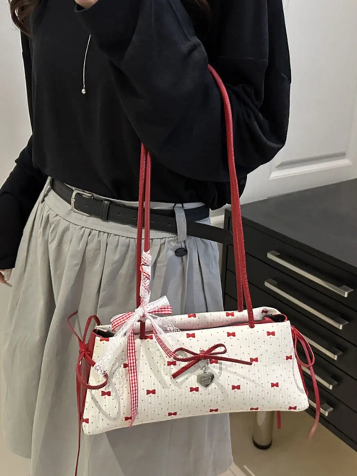 Bow Print Shoulder Bag - Trendsi - Flyclothing LLC