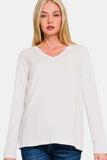 Zenana Full Size V-Neck Long Sleeve T-Shirt - Trendsi - Flyclothing LLC