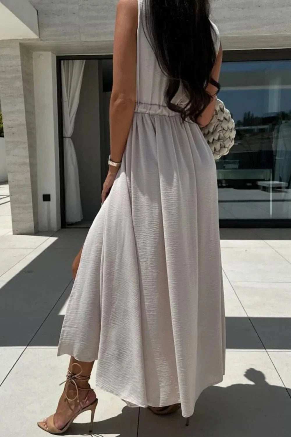 Surplice Sleeveless Slit Maxi Dress - Trendsi - Flyclothing LLC