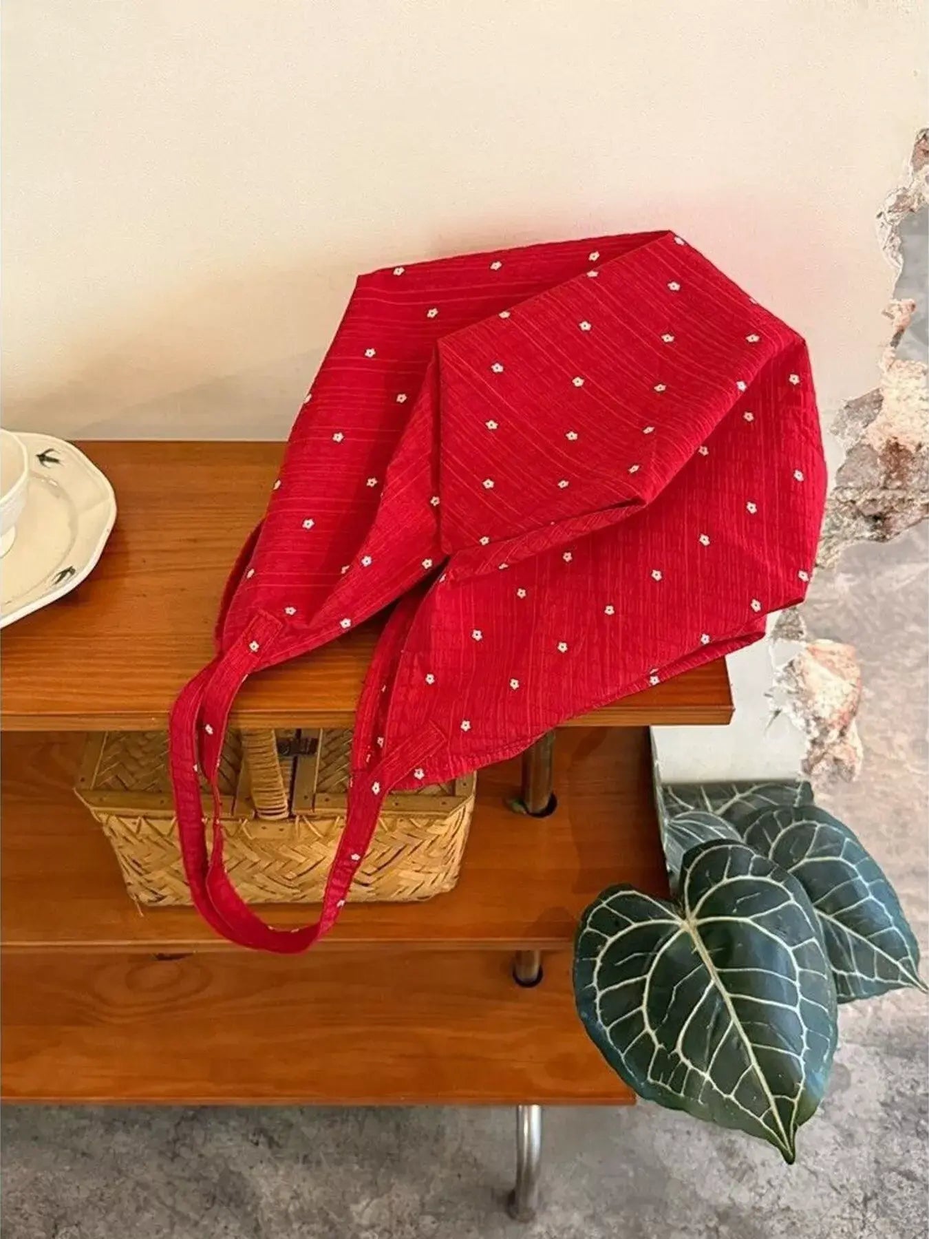 Polka Dot Handbag with Apple Charm - Trendsi - Flyclothing LLC