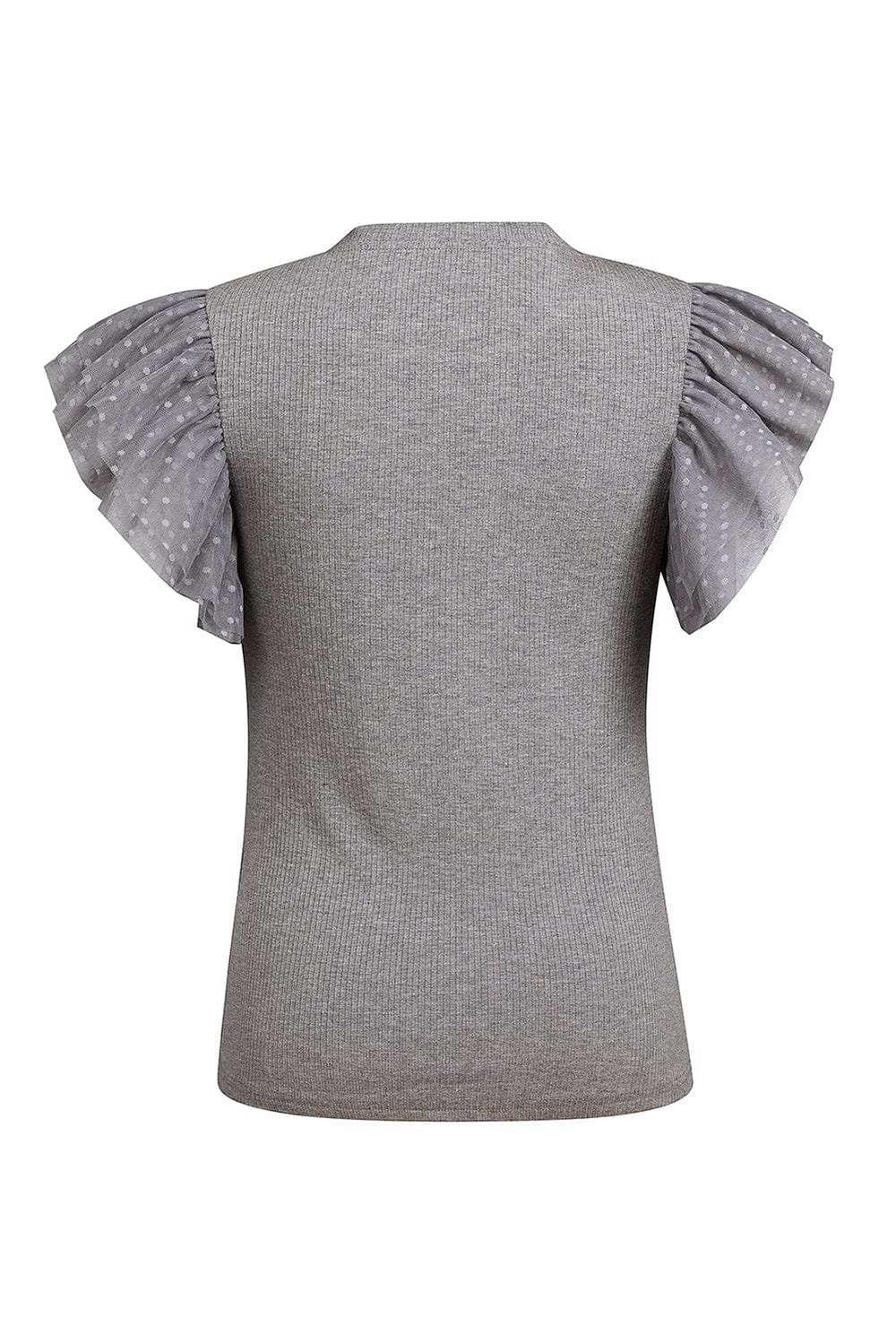 Ruffled Round Neck Cap Sleeve Top - Trendsi - Flyclothing LLC