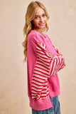 BiBi French Terry Stripe Combo Sweatshirt with Open Seam - Trendsi - Flyclothing LLC