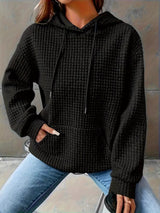 Textured Knit Drawstring Hoodie - Trendsi - Flyclothing LLC