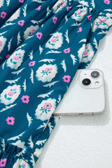 Printed Tie Neck Ruffled Cap Sleeve Dress - Trendsi - Flyclothing LLC