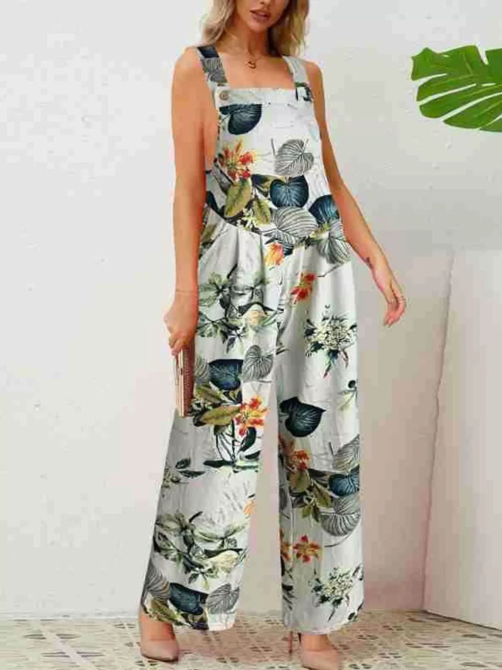 Plus Size Printed Wide Leg Jumpsuit - Trendsi - Flyclothing LLC