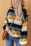 Color Block Round Neck Dropped Shoulder Sweater - Trendsi - Flyclothing LLC
