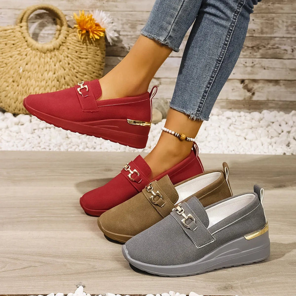 Round Toe Wedge Slip-Ons - Trendsi
