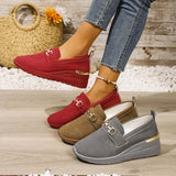 Round Toe Wedge Slip-Ons - Trendsi