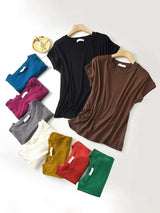 Round Neck Short Sleeve T-Shirt - Trendsi - Flyclothing LLC