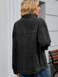 Washed Oversized Button Down Denim Jacket - Trendsi - Flyclothing LLC