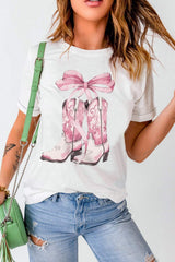 Boot Graphic Round Neck Short Sleeve T-Shirt - Trendsi - Flyclothing LLC