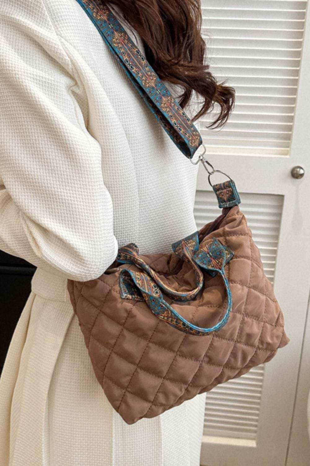 Bubble Textured Printed Strap Handbag - Trendsi - Flyclothing LLC