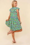 Haptics Frilled Mock Neck Ditsy Floral Dress - Trendsi