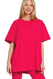 Zenana Cotton Round Neck Top & Legging Set - Trendsi