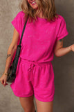 Mineral Wash Hollow Out Back Drawstring Waist Romper - Trendsi - Flyclothing LLC