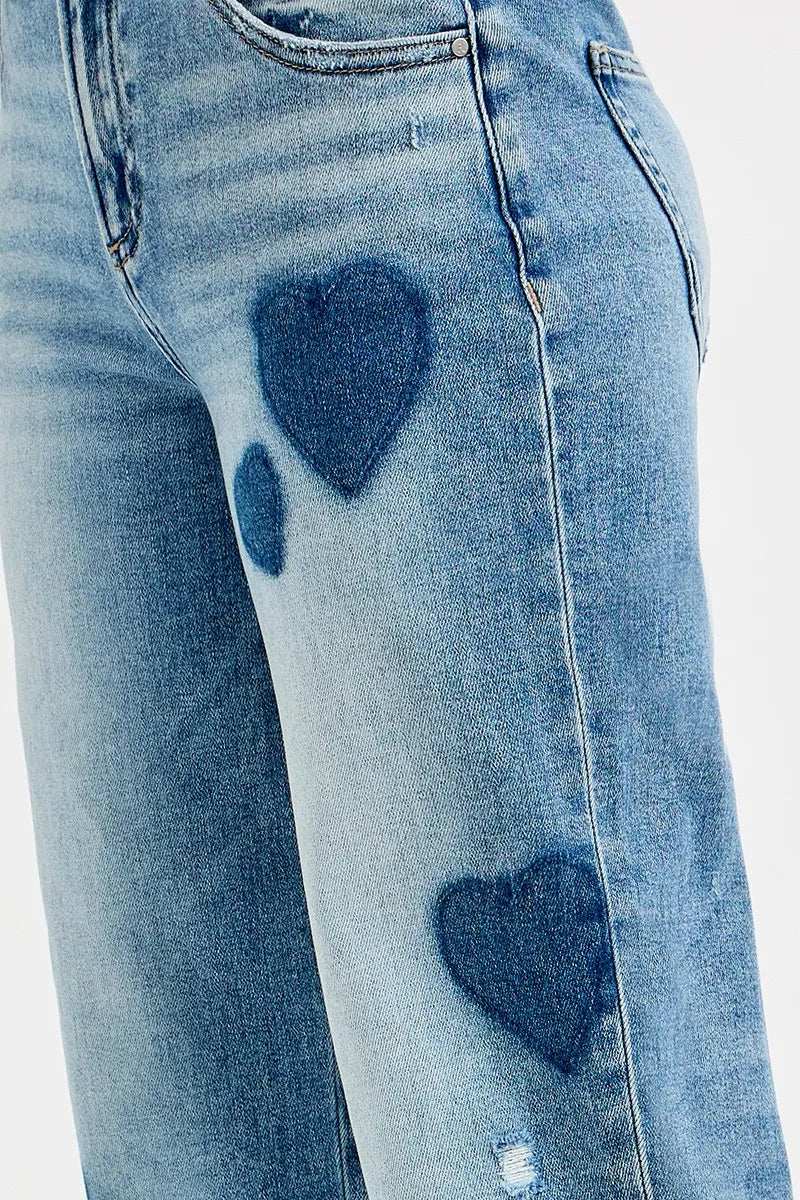 RISEN Full Size Mid Rise Fit-boyfriend Heart Shade Jeans Plus Size - Trendsi - Flyclothing LLC