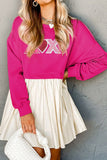 XOXO Sequin Heart Long Sleeve Dress - Trendsi