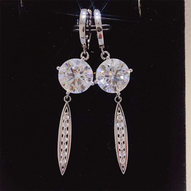 10 Carat Moissanite 925 Sterling Silver Earrings - Trendsi - Flyclothing LLC
