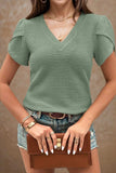 V-Neck Petal Sleeve Blouse - Trendsi - Flyclothing LLC