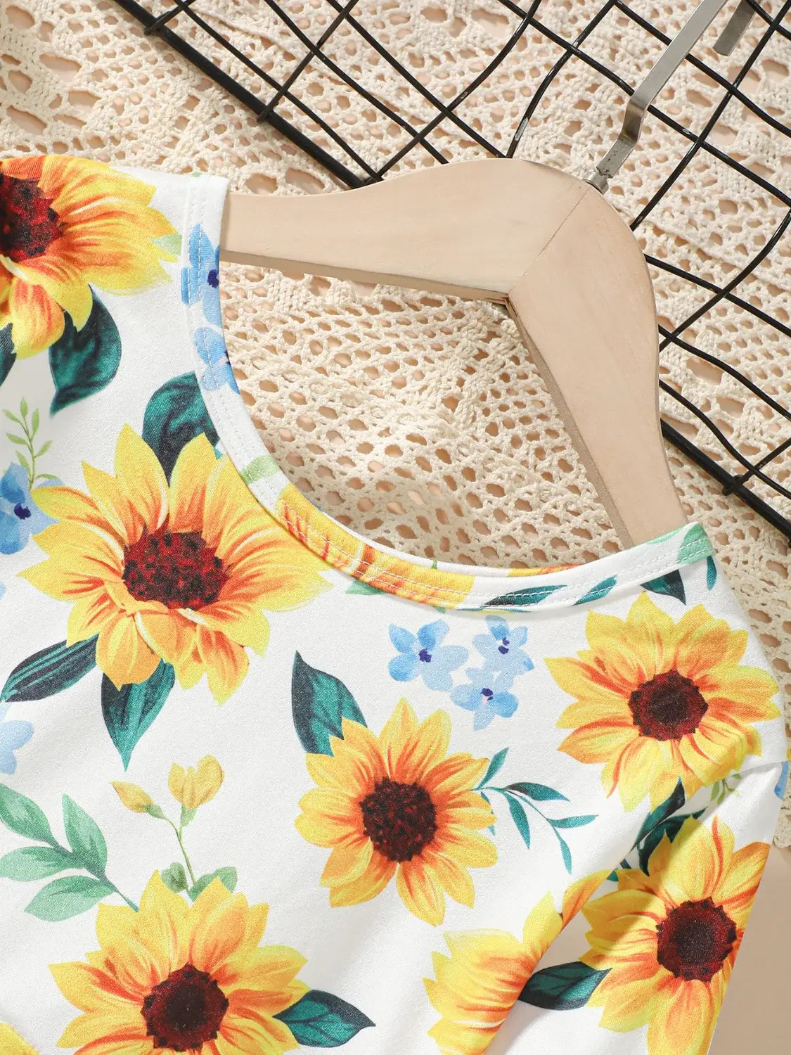 Kids Sunflower Print Round Neck Long Sleeve Dress - Trendsi - Flyclothing LLC