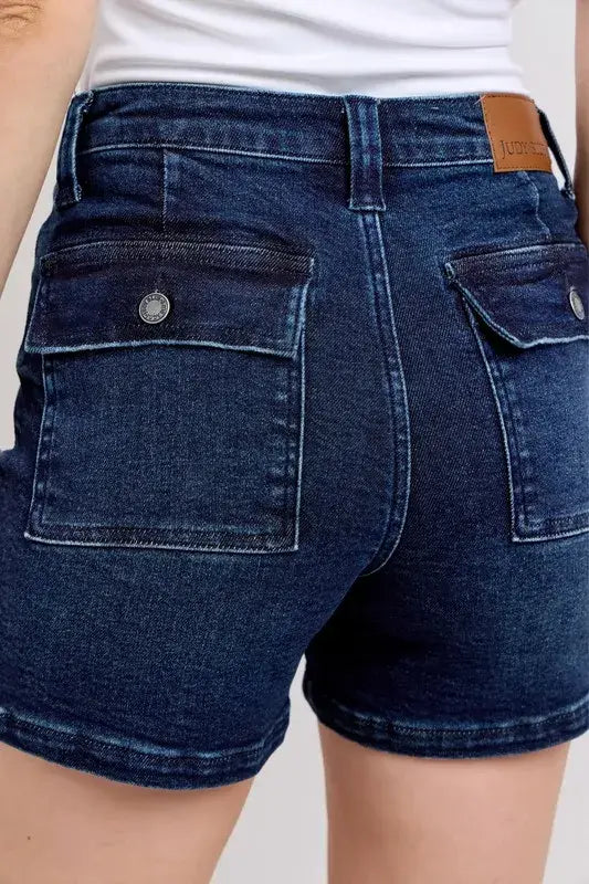 Judy Blue Full Size High Waist Back Flap Pocket Denim Shorts Plus Size - Trendsi - Flyclothing LLC