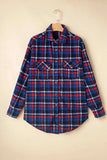 Pocketed Plaid Collared Neck Long Sleeve Shacket - Trendsi - Flyclothing LLC