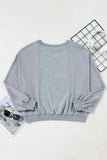 Waffle-Knit Round Neck Long Sleeve Top - Trendsi - Flyclothing LLC