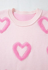 High-Low Heart Round Neck Long Sleeve Sweater - Trendsi