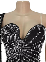 Rhinestone Pearl Detail One-Shoulder Mermaid Maxi Dress - Trendsi - Flyclothing LLC