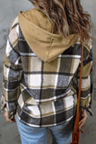 Plaid Button Up Hooded Shacket - Trendsi - Flyclothing LLC