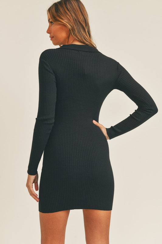 Mable Button Up Ribbed Mini Shirt Dress - Trendsi