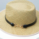 Straw Fedora Hat with Decorative Band - Trendsi - Flyclothing LLC