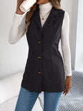 Button-Front Longline Vest Coat - Trendsi - Flyclothing LLC