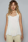 POL Backless Halter Sleeveless Top with Smocking Shirring Detail - Trendsi - Flyclothing LLC
