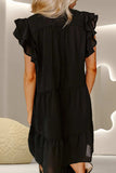 Embroidered Ruffled Cap Sleeve Mini Dress - Trendsi - Flyclothing LLC